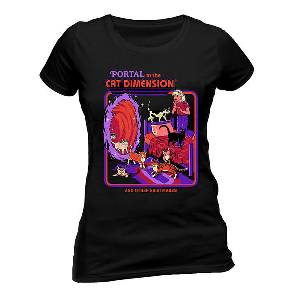 Steven Rhodes - Portal To Cat Dimension - Ladies Fitted T-Shirt (Medium)